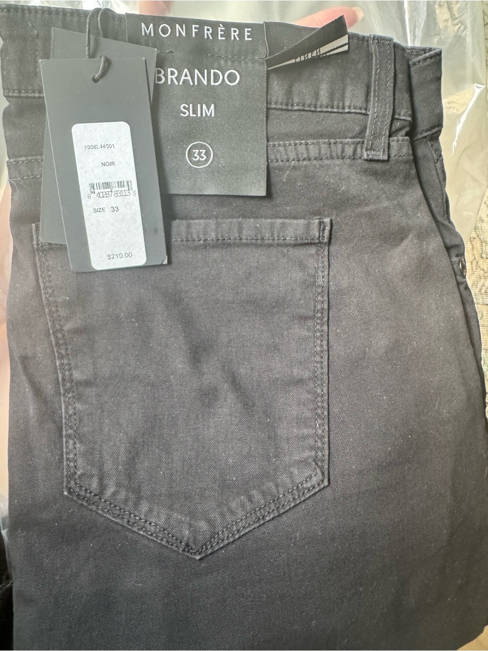 NWT Monfrere Brando Slim 33 - Noir - Linen Blend